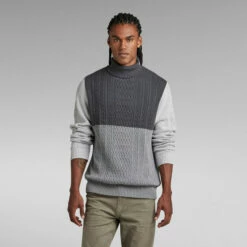 G-Star Raw Cable Color Block Loose Turtle Knit