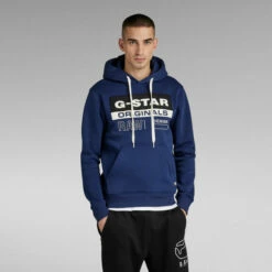 G-Star Raw Color Block Originals Logo Hooded Sweater