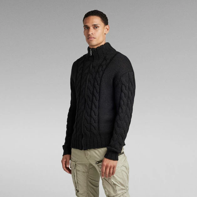 G-Star Raw Heavy Cable Loose Zip Thru Knitted Sweater - Image 2