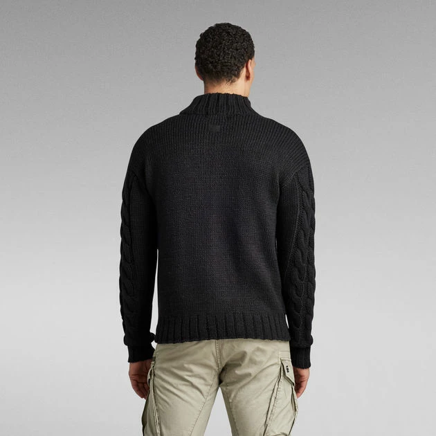 G-Star Raw Heavy Cable Loose Zip Thru Knitted Sweater - Image 3
